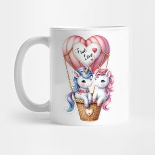 Valentine Unicorn Couple On Hot Air Balloon Mug